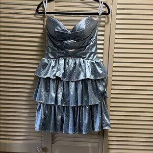 Elegant Blue Tiered Mini Dress